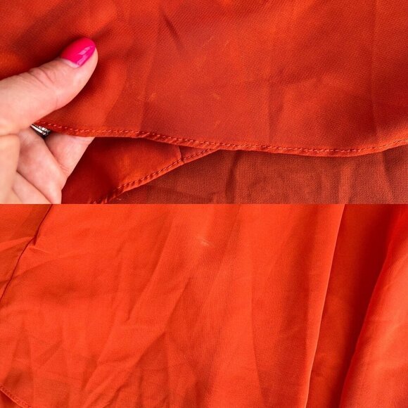 Azazie Harper Flowy Pleated Chiffon Maxi Dress Paprika Size 10 - Picture 8 of 13